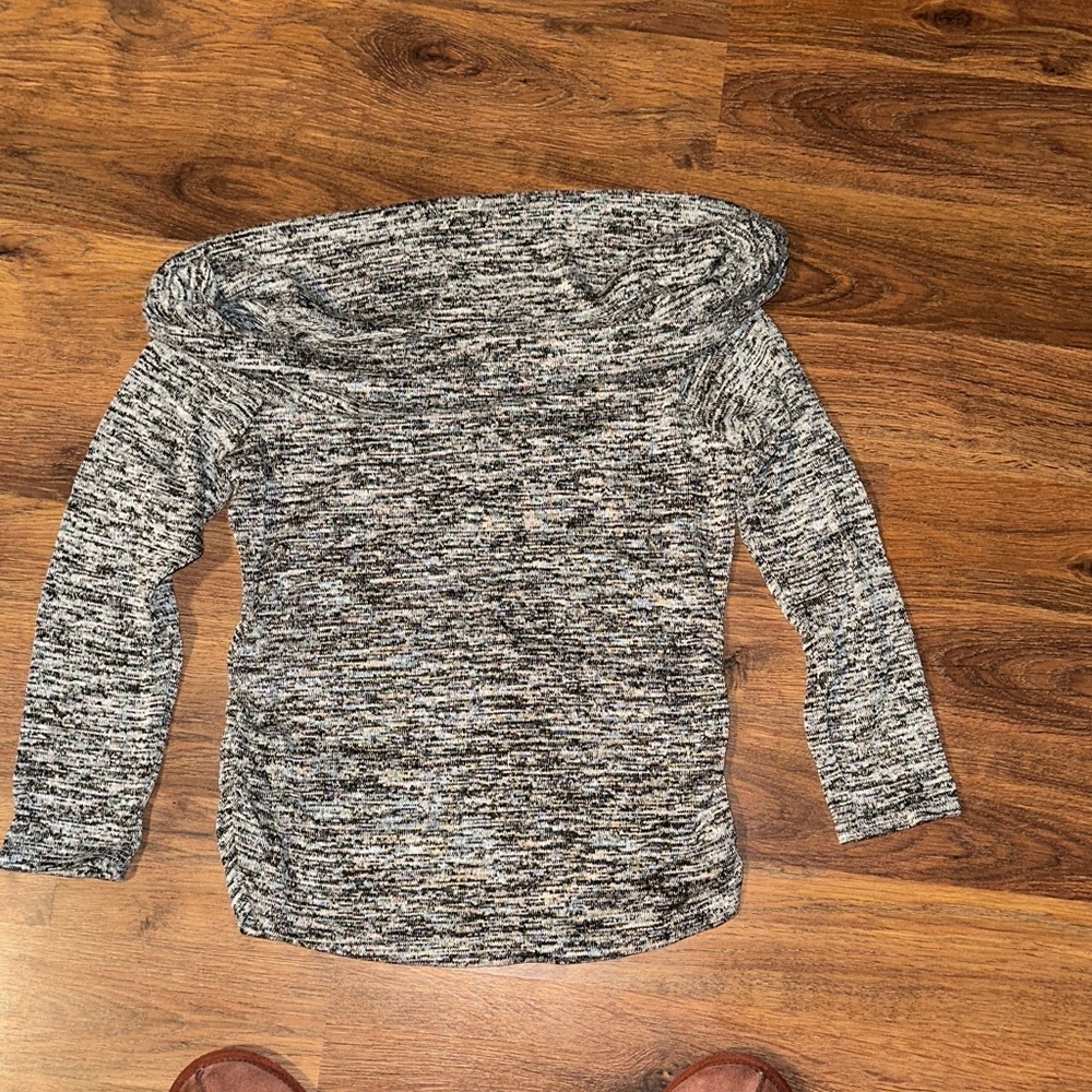 Iz Byer Black and White Off-the-Shoulder Sweater